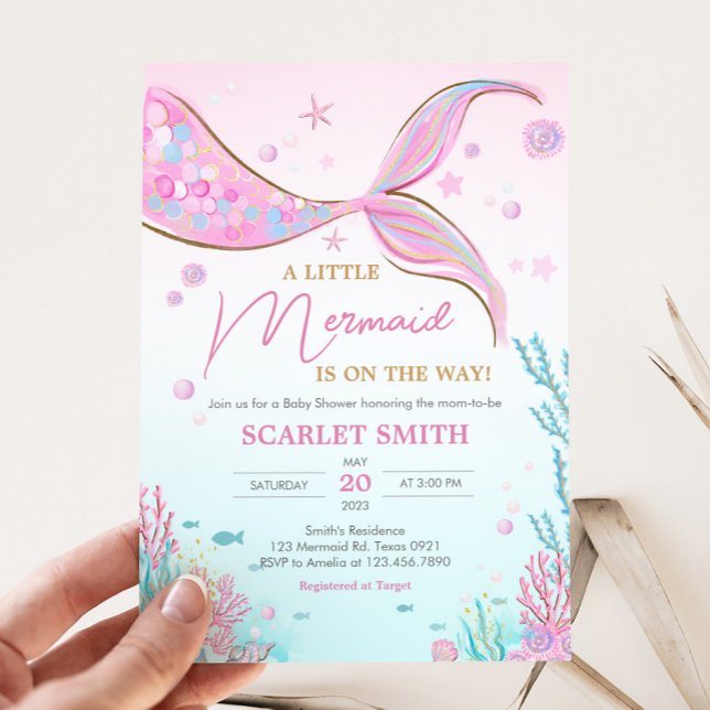 Convites Chá de Bebê Sereia  (Under the Sea Baby Shower Invitation)