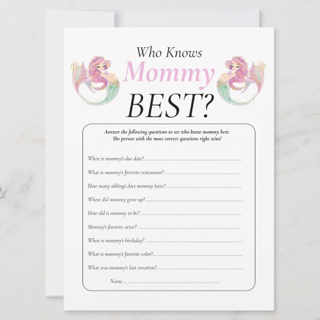 Convites Chá de Bebê Sereia Mamãe Bebê Sob o Mar (Frente)