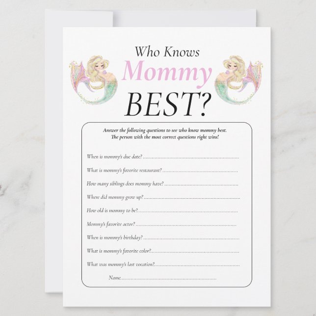 Convites Chá de Bebê Sereia. Quem Sabe poka pontos da Mamãe (Frente)