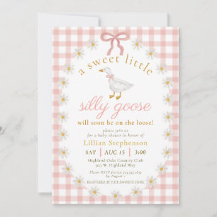 Convites Chá de Bebê Silly Goose Laço Rosa Gingham