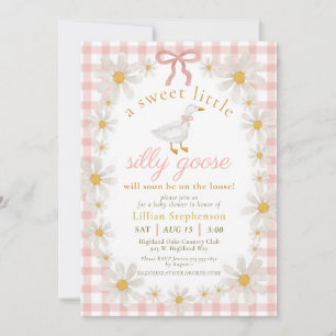 Convites Chá de Bebê Silly Goose Laço Rosa Gingham
