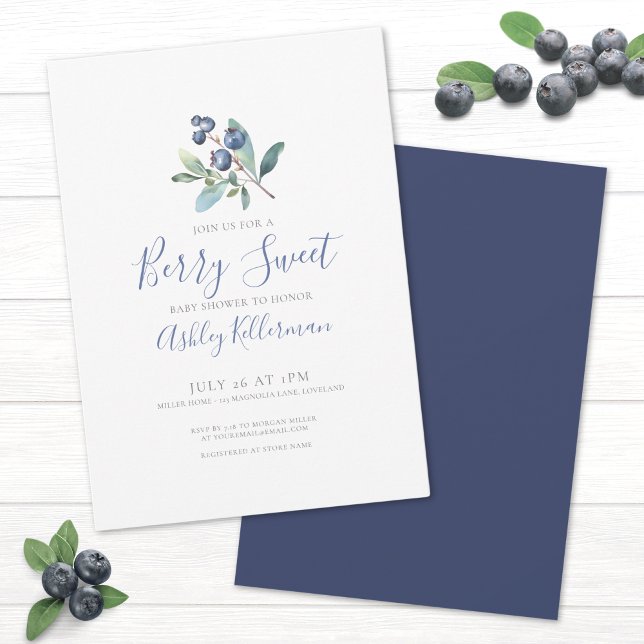 Convites Chá de Bebê Simples Doce de Frutas Vermelhas (Berry Sweet Baby Shower Invitation)