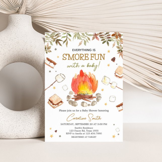 Convites Chá de Bebê S'more ao Redor da Fogueira (Everything Smore Fun Campfire Baby Shower Invitation)