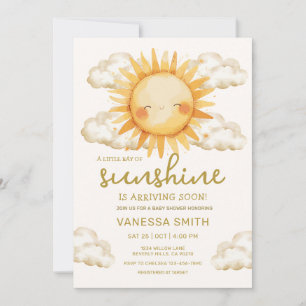 Convites Chá de Bebê Sol Neutro em Gênero Sunshine