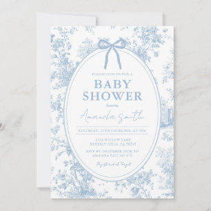 Convites Chá de Bebê Something Blue Vintage Floral Toile