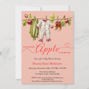 Convites Chá de Bebê Sweet Little Apple Bebê Rústico de O