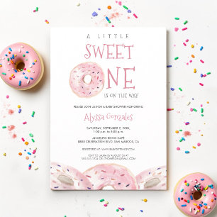 Convites Chá de Bebê tema Donut Watercolor Sweet One