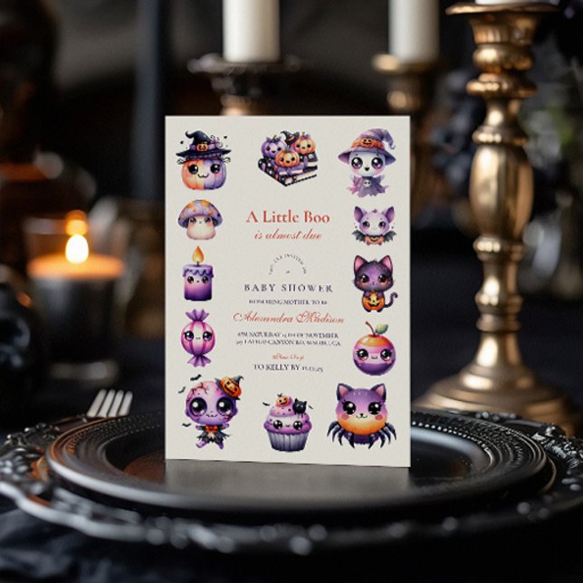 Convites Chá de Bebê Tema Little Boo Halloween Pastel (Criador carregado)
