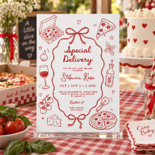 Convites Chá de Bebê Tema Pizza Italiana Entrega Especial