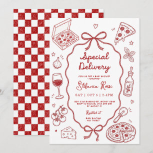 Convites Chá de Bebê Tema Pizza Italiana Entrega Especial