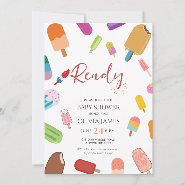 Convites Chá de bebê tema sorvete (Frente)
