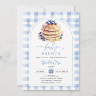Convites Chá de Bebê Temático Brunch de Panqueca de Mirtilo