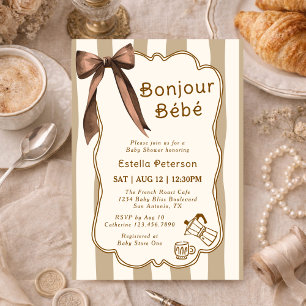 Convites Chá de Bebê Temático Café Francês Bonjour Bebe