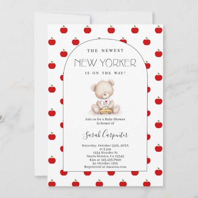 Convites Chá de Bebê Temático de Nova York (Frente)