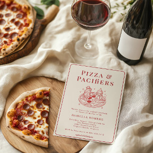 Convites Chá de Bebê Temático Italiano Pizza e Chupetas