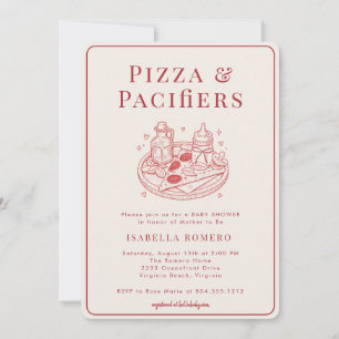 Convites Chá de Bebê Temático Italiano Pizza e Chupetas