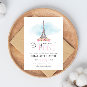 Convites Chá de Bebê Temático Paris Bem-vindo Bebê