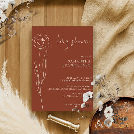 Convites Chá de Bebê Terracota Flor Indie Daisy