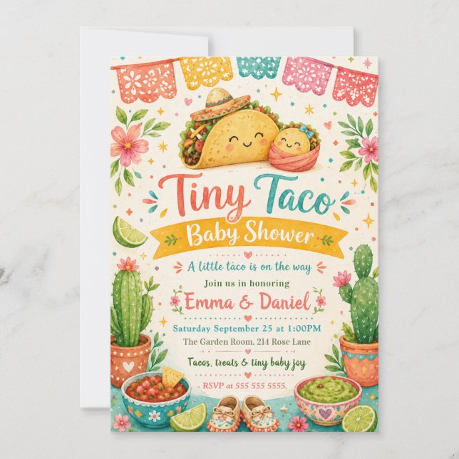 Convites Chá de Bebê Tiny Taco (Frente)