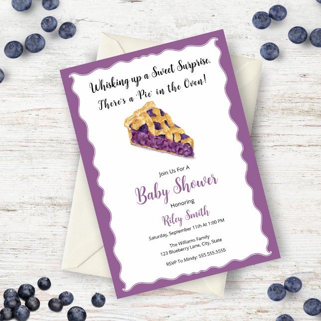 Convites Chá de Bebê Torta de Mirtilo Aquarela (Charming design, mouthwatering allure, and personalization make a memorable celebration! )