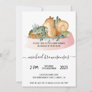 Convites Chá de Bebê Tropical Boho Animal Esquilo