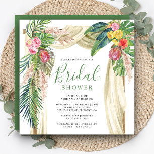 Convites Chá de Bebê Tropical Boho Pampas Arco de Praia