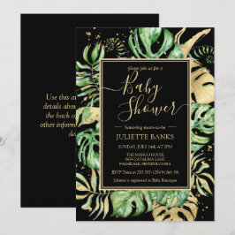 Convites Chá de Bebê Tropical Preto Elegante e Neutro em Gê
