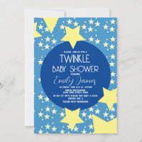 Chá de Bebê Twinkle Estrelas Amarelas Fundo Azul