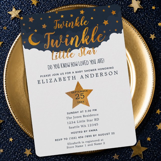 Convites Chá de Bebê Twinkle Twinkle Little Star (Criador carregado)