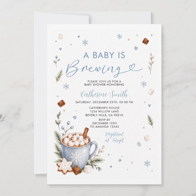 Convites Chá de Bebê: Um Bebê Está Sendo Preparado com Caca (Frente)