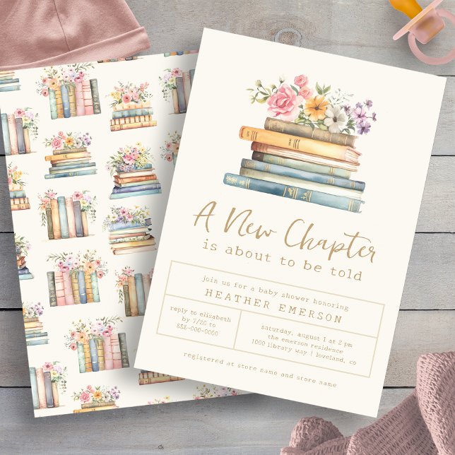Convites Chá de Bebê Um Novo Capítulo (A New Chapter Baby Shower Invitation by Painted Paperie
)