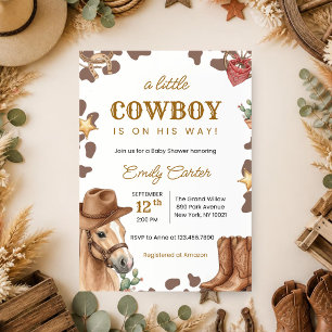 Convites Chá de Bebê Um Pequeno Cowboy Está a Caminho