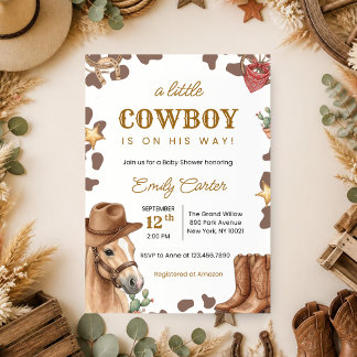 Convites Chá de Bebê Um Pequeno Cowboy Está a Caminho