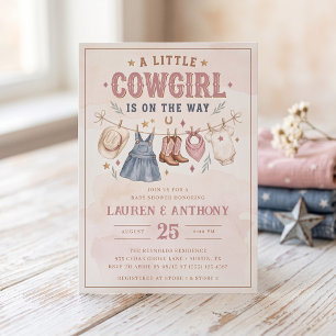 Convites Chá de Bebê Uma Pequena Cowgirl Está a Caminho Men