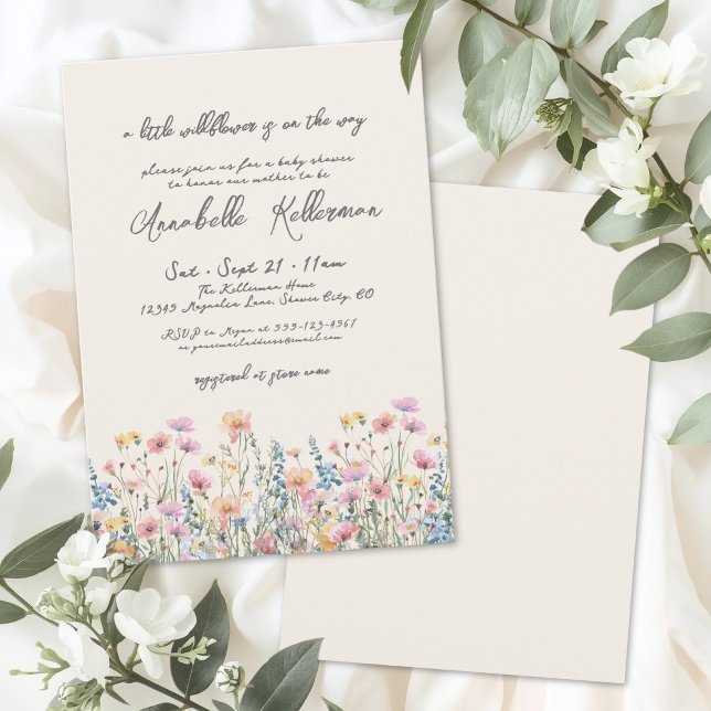 Convites Chá de Bebê Uma Pequena Flor Silvestre (A Little Wildflower Baby Shower Invitation)