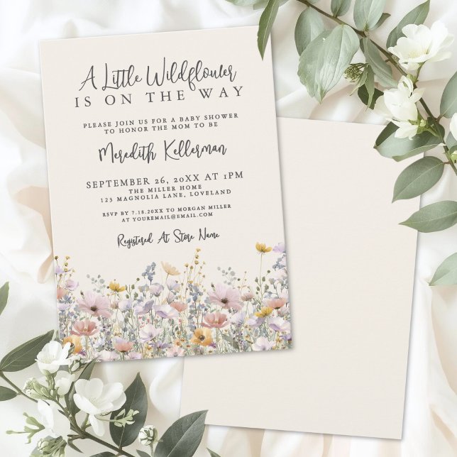 Convites Chá de Bebê Uma Pequena Flor Silvestre (A Little Wildflower Baby Shower Invitation)