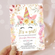 Chá de Bebê Unicórnio Rosa Bege Dourado Floral Men