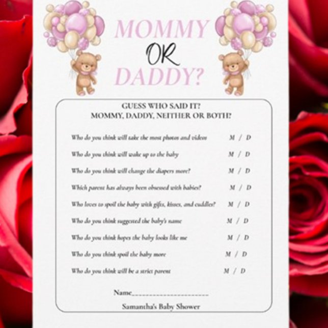 Convites Chá de Bebê Ursinho  Futura Mamãe. Mamãe ou Papai (Celebrate your baby shower with our adorable Teddy Pink theme)