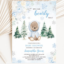 Convites Chá de Bebê Urso Azul de Inverno