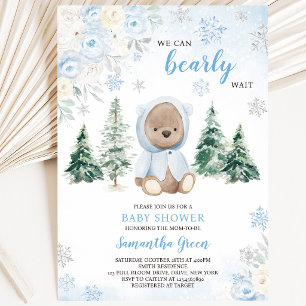 Convites Chá de Bebê Urso Azul de Inverno