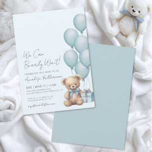 Convites Chá de Bebê Urso Azul Mal Podemos Esperar