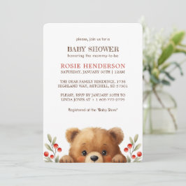 Convites Chá de Bebê Urso Bebê e Frutas de Rowan