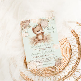 Convites Chá de Bebê Urso Boho Verde