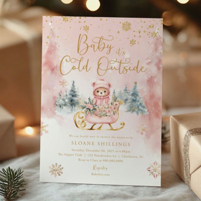 Convites Chá de Bebê Urso de Natal Baby It's Cold Outside (Criador carregado)