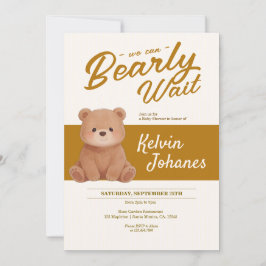 Convites Chá de Bebê Urso de Pelúcia Bearly Wait Despojado