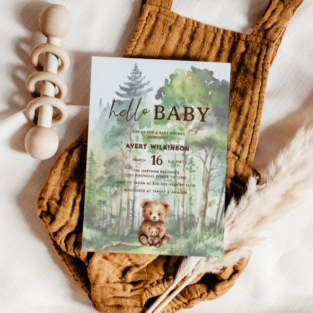 Convites Chá de Bebê Urso Floresta Hello Baby (Criador carregado)