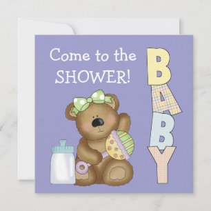 Convites Chá de Bebê + Urso Fofo com Chocalho de Bebê + Mam