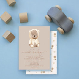 Convites Chá de Bebê Urso Marrom Oh Baby Minimalista