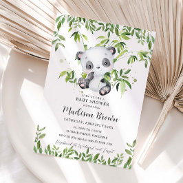 Convites Chá de Bebê Urso Panda Fofo Bambu Vegetação