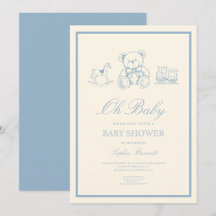 Chá de Bebê Urso Teddy Azul Pastel Clássico